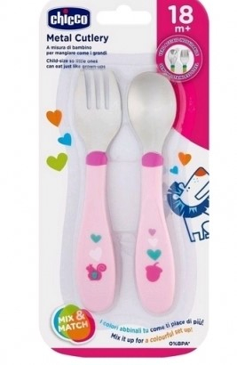 Chicco METAL CUTLERY 18M+ GIRL/NEUTRAL