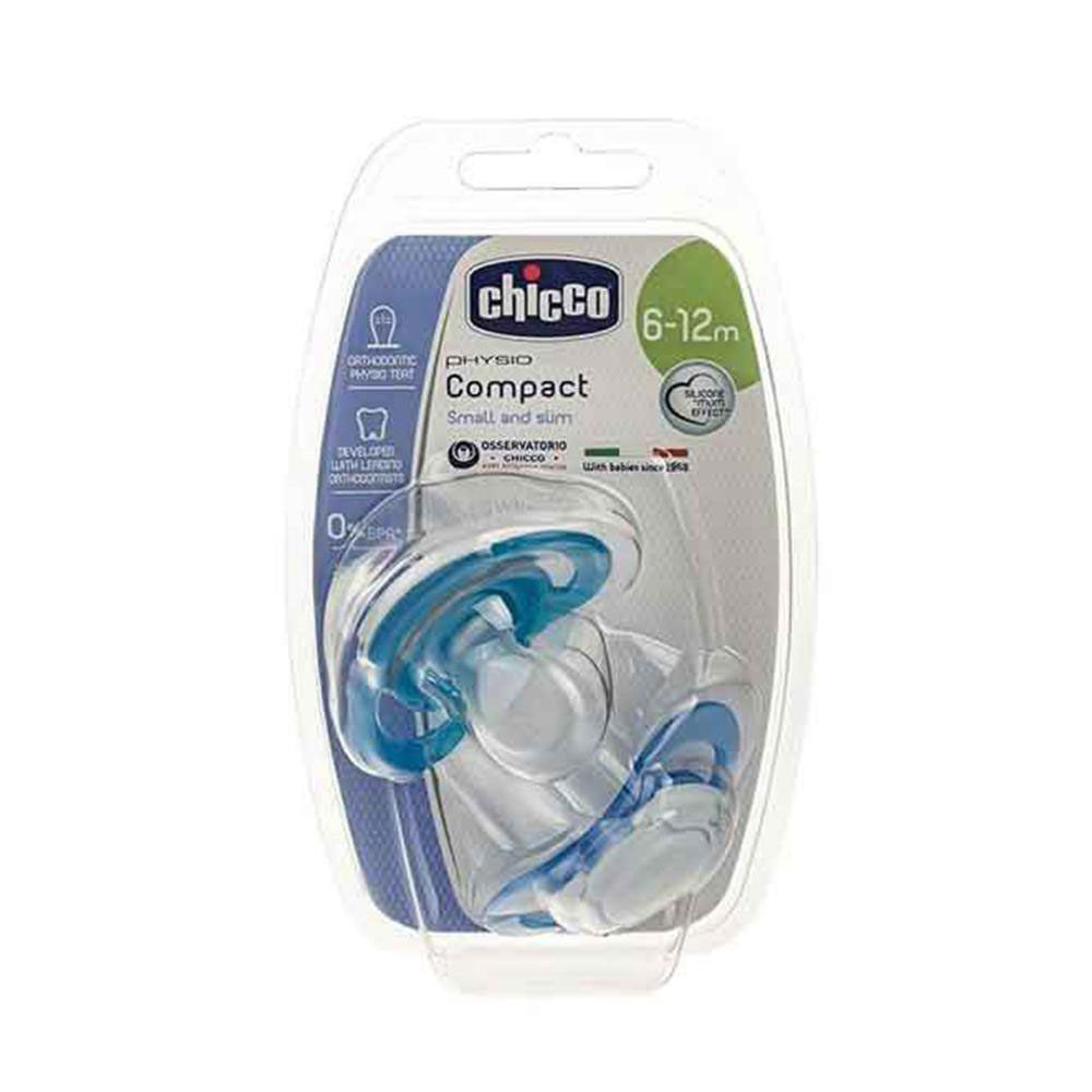 Chicco Physio Compact Silicone Pacifier Blue 6-12 months 2 pcs