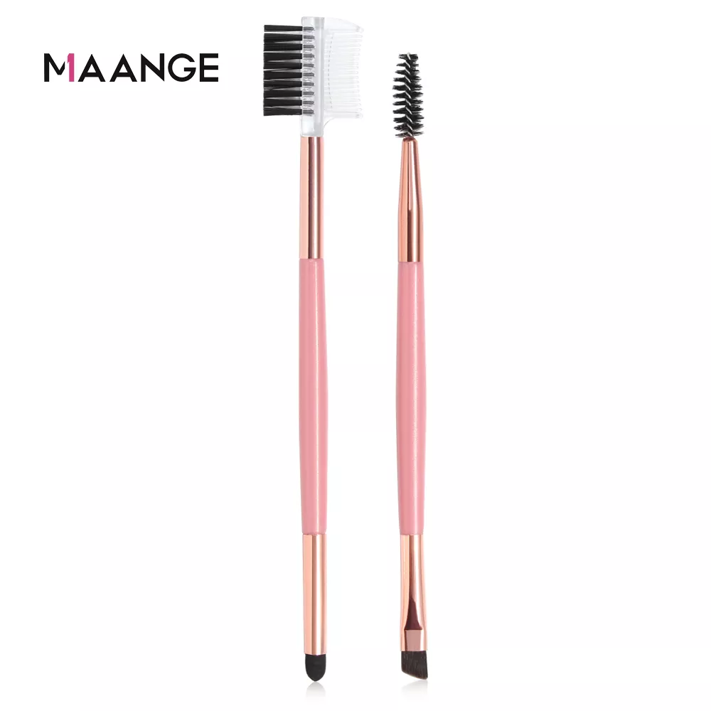 Manage 2pcs Double Head Beveled Eyebrow Brush Eyelash Makeup Brush Blush Natural Finish Mag51103
