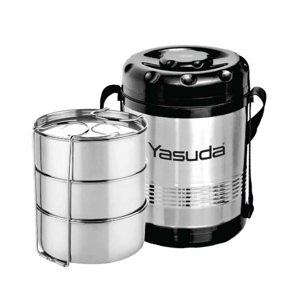 Yasuda YS-LB4S SLEEK Lunch Box 4 Container Stainless Steel Outer Body