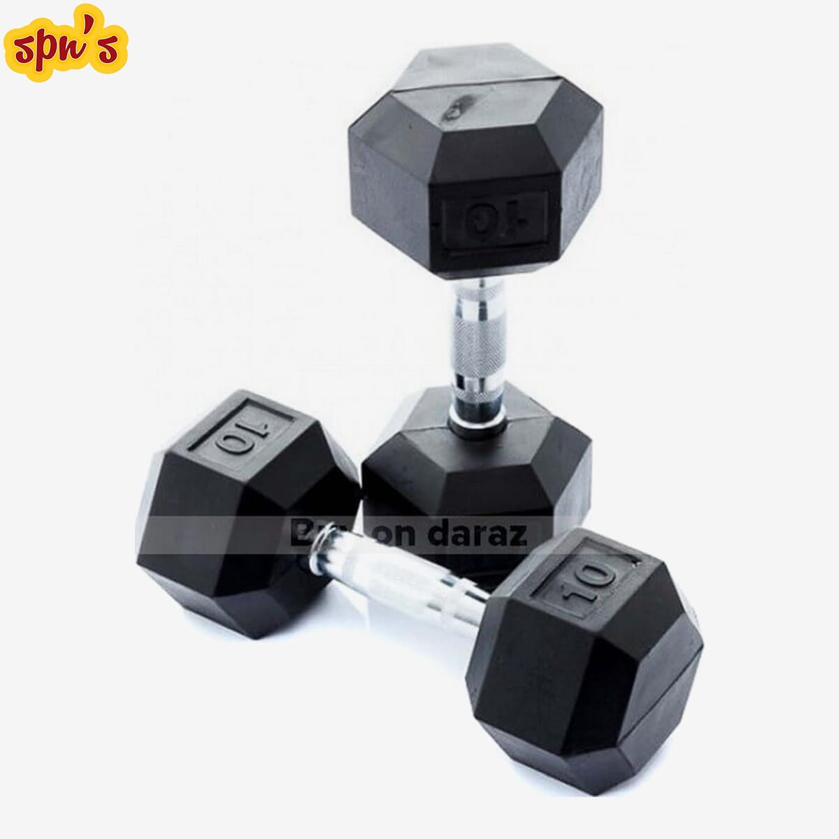 SPN 10 Kg Rubber Hexa Dumbbells (2 Pc Set), Dumbell , 10Kg Dumbell, 2 Pc Of 10 Kg Each Total 20 Kg