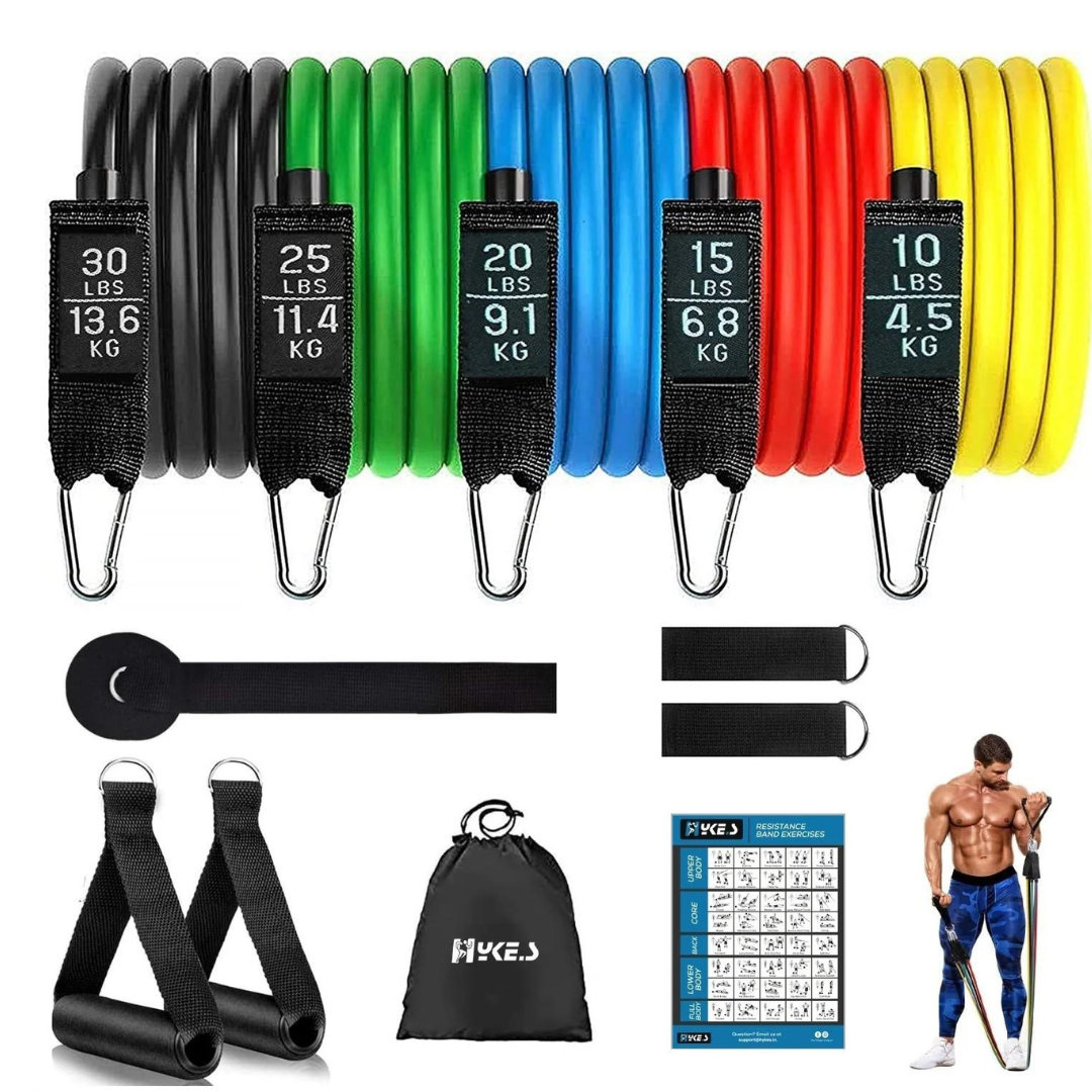 100LB Resistance Bands Set for Home Workouts, Physical Therapy - Exercise Bands with Handles, Door Anchor, Ankle Straps and Workout Guide
