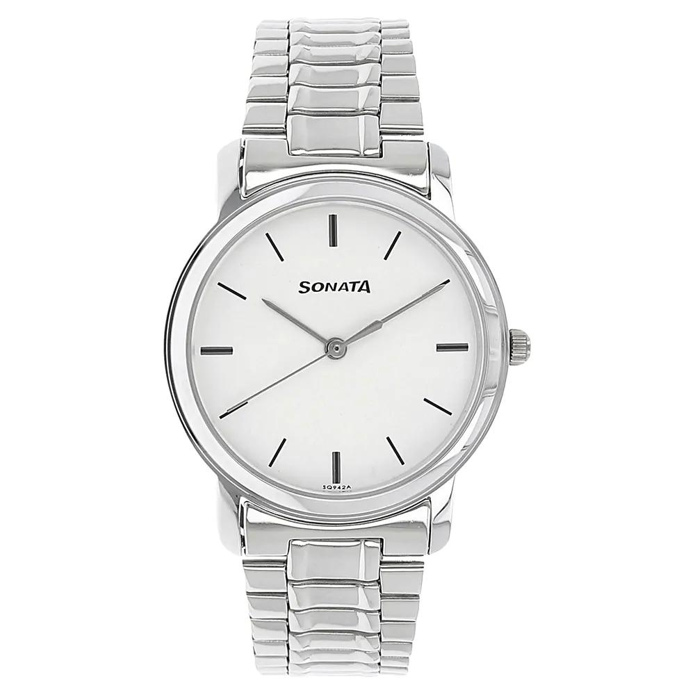 Sonata White Dial Analog Watch for Men 1013SM01 