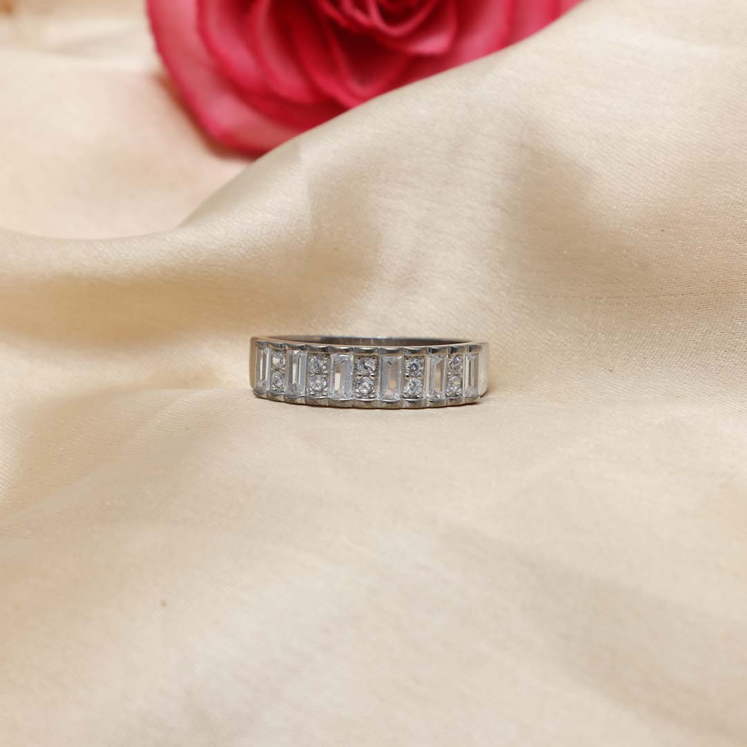 White Feathers Silver Band For Women