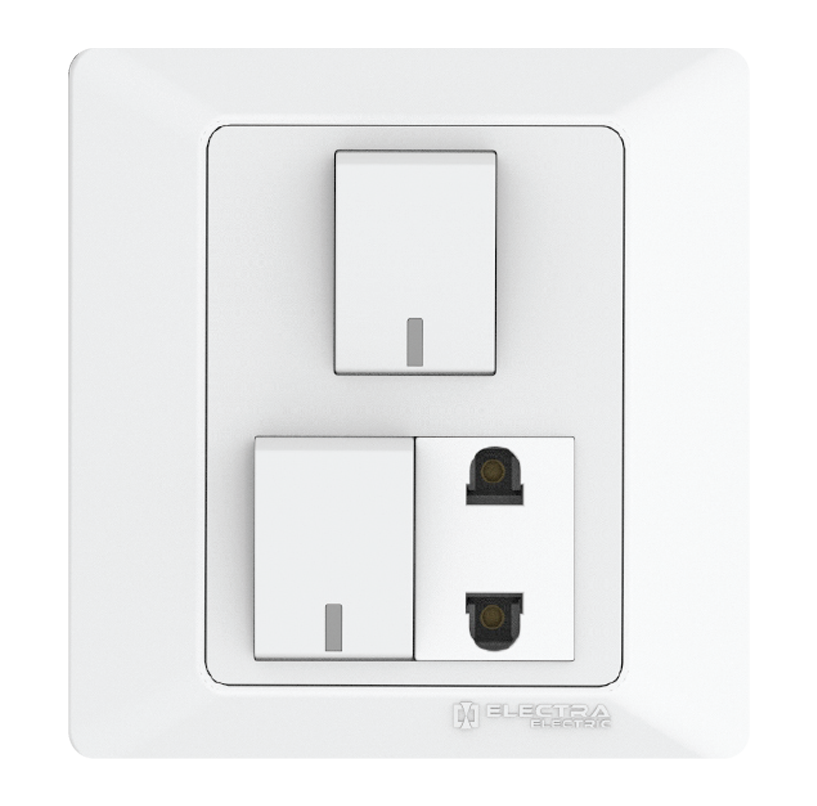 Electra Electric 10a 2 Gang 1 Way Switch+ 2 Pin Socket