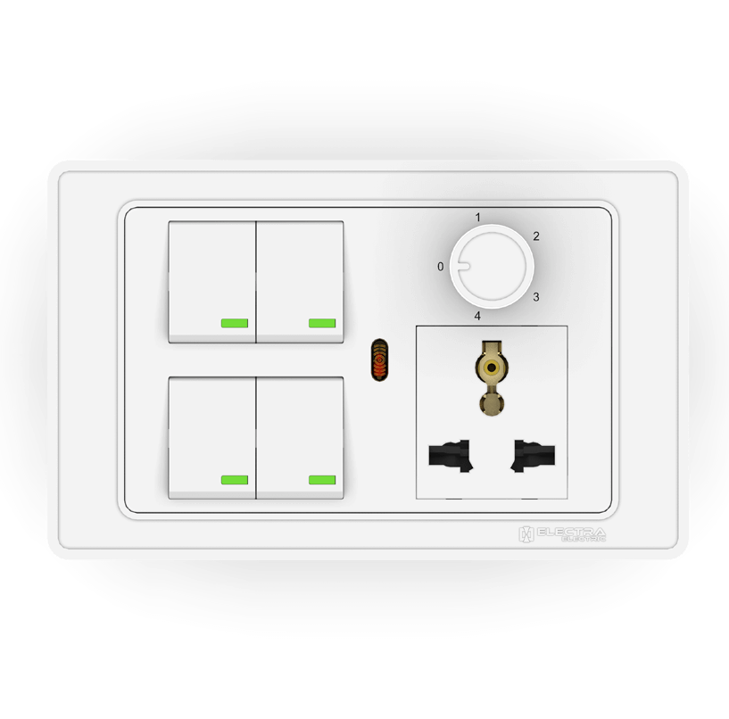 Electra Electric 10a 4 Gang Switch,Uni.Socket,Step Regulator & Ind