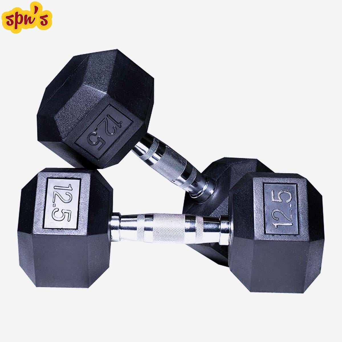 12.5Kg Rubber Hex Dumbells (Pair), 12.5 Kg Dumbell, Rubber Hex Dumbell ( 12.5Kg*2 Pc = 25 Kg), Dumbbells