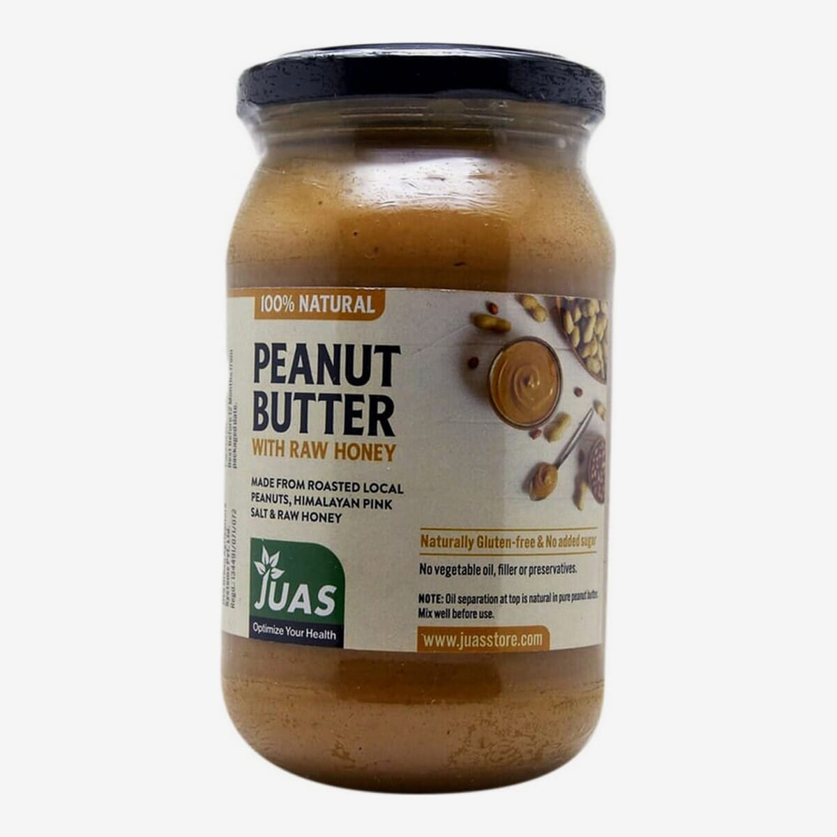 Juas Peanut Butter With Raw Honey (All Natural) 395gm