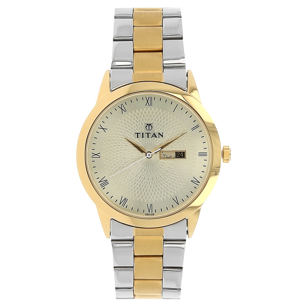 Titan Champagne Dial Analog Watch for Men 1584BM01