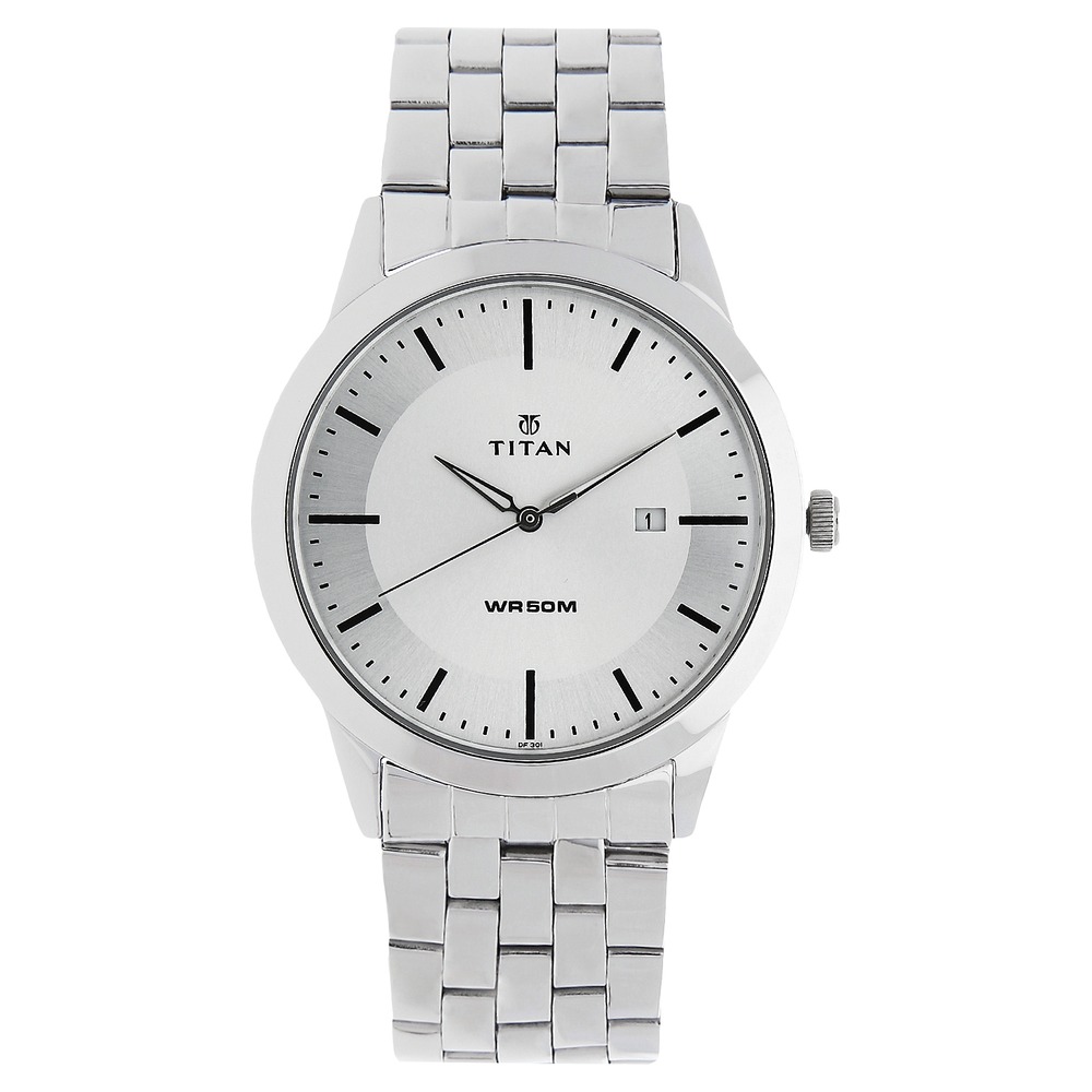 Titan White Dial Analog Watch for Men 1584SM03