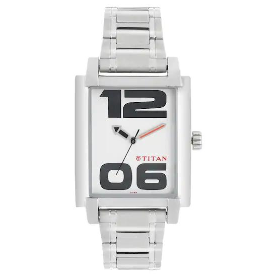 Titan White Dial Silver Stainless Steel Strap Watch 1593SM01