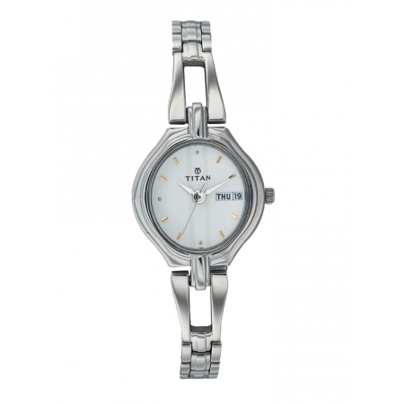 Titan White Dial Metal Strap Watch For Women 2345SM01