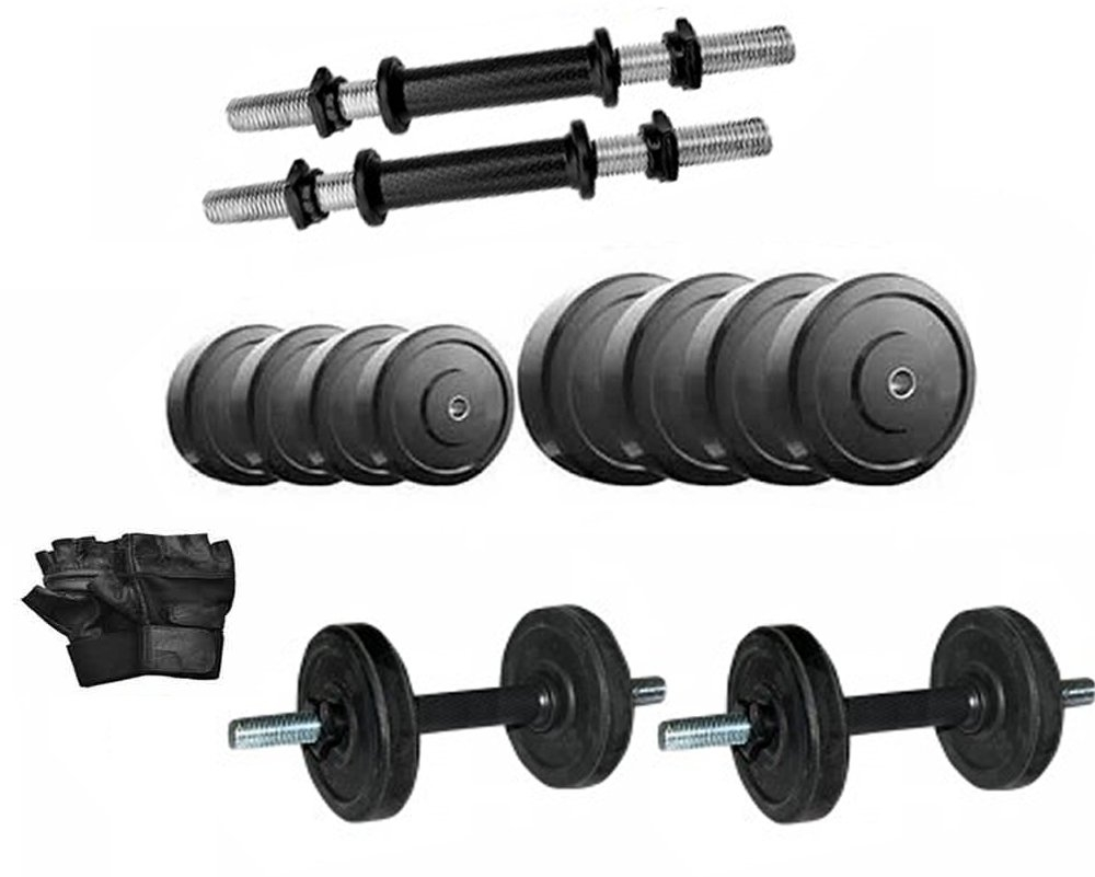 16 Kg Adjustable Rubber Dumbbell Set Adjustable Dumbell Set 16 Kg Free Gloves