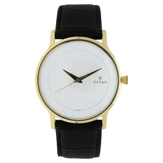 Ttian White Dial Black Leather Strap Watch 1672YL01
