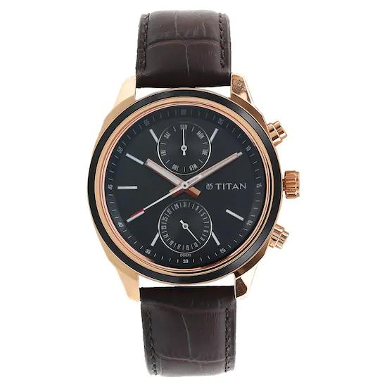 Ttitan Workwear Watch with Blue Dial & Leather Strap 1733KL03