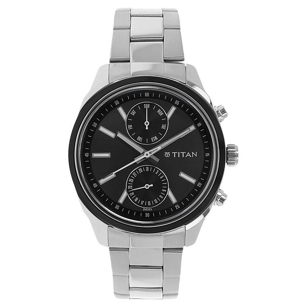 Titan Black Dial Multifunction Watch for Men 1733KM01