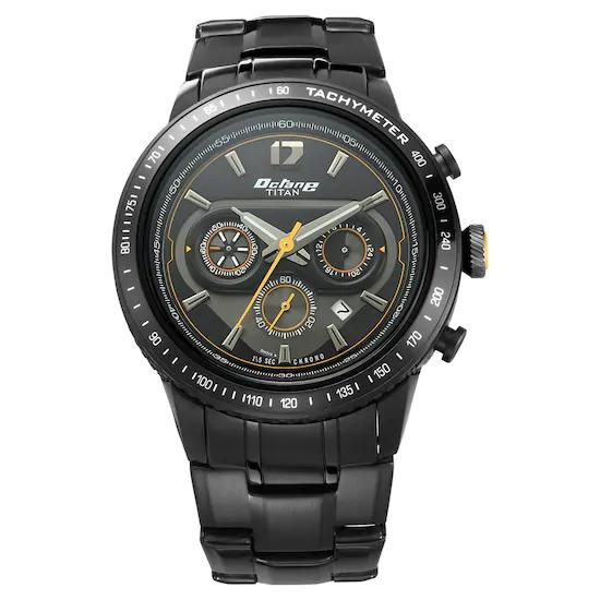 Titan Octane Black Chronograph Watch for Men with Tachymeter 1762KM02
