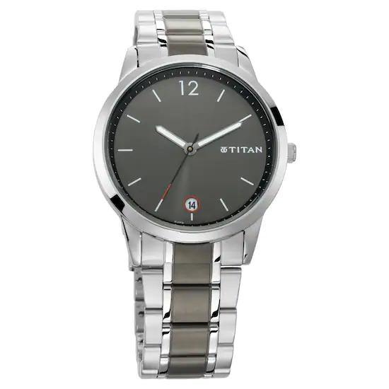 Titan Anthracite Dial Analog Watch with Date function for Men 1806KM01