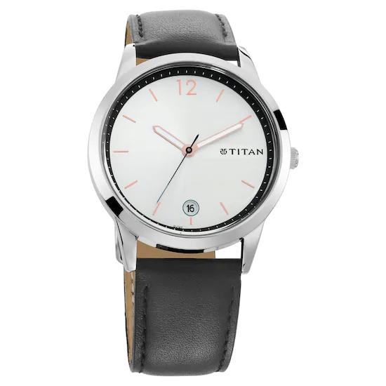 Titan Silver Dial Analog Watch with Date function for Men 1806SL01 
