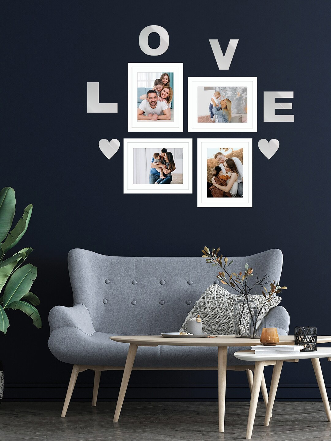 Set of 4 black & white Solid Collage Photo Frames
