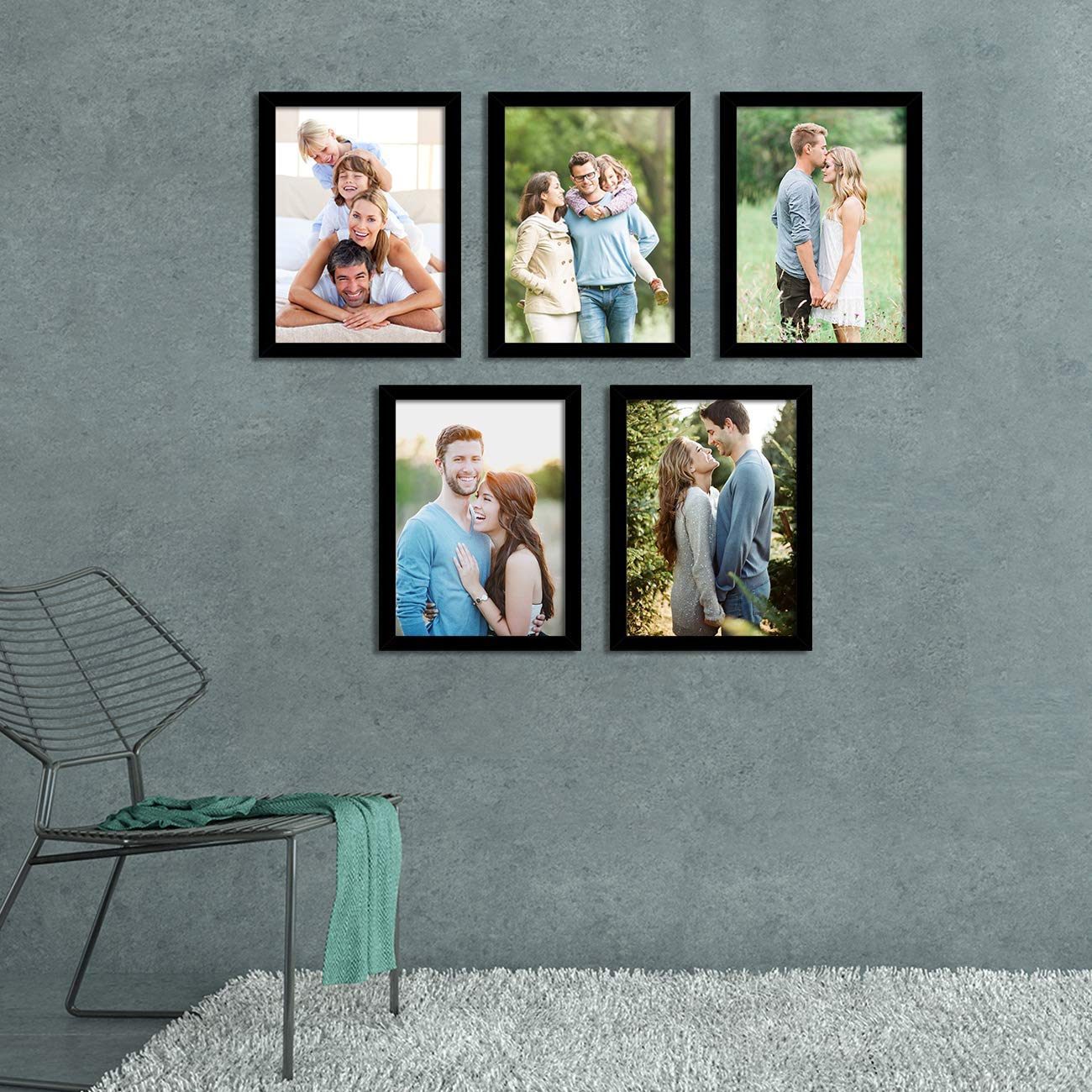 Art Street Photo Frame For Wall Set of 5 Black Picture Frame For Home and Office Decoration with Free Hanging Accessories-Size -8x12 Inches