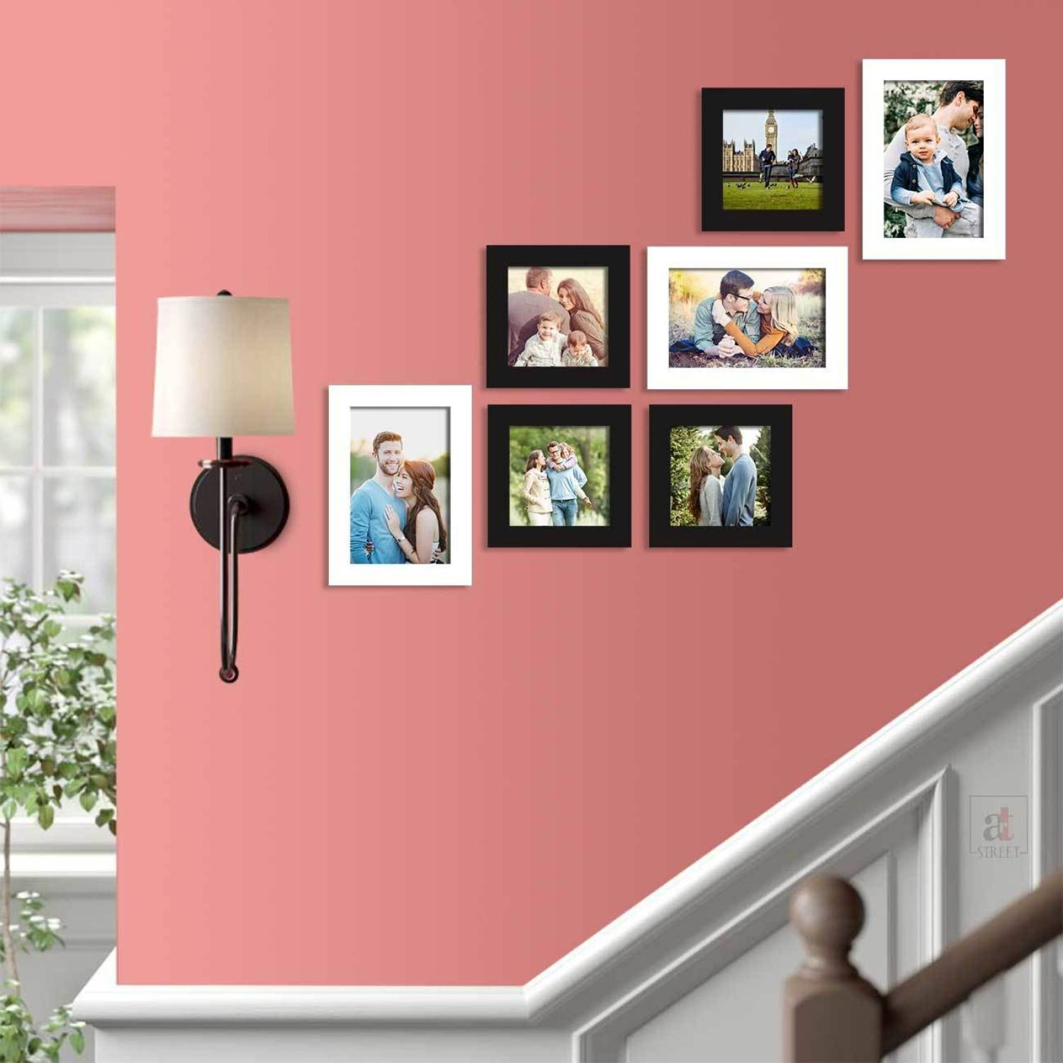 Art Street Set Of 7 Black and White Wall Photo Frame, For Home Decor With Free Hanging Accessories