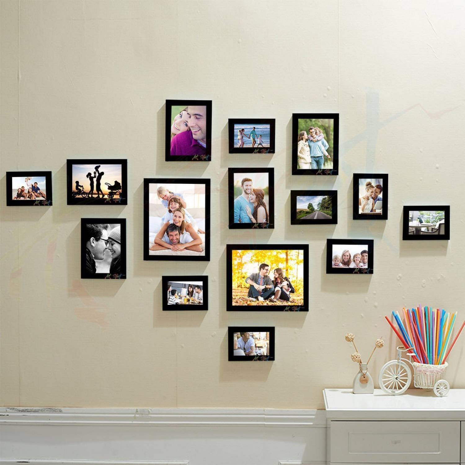 Art Street Encapsulate Set of 15 Individual Black Wall Photo Frame