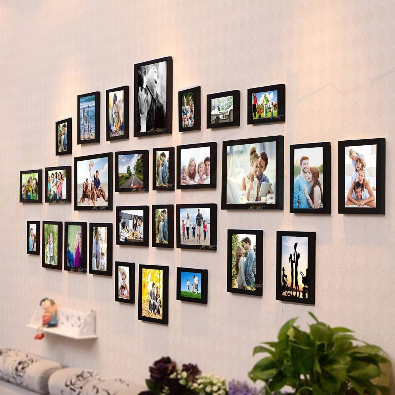 Art Street Delighted Set of 28 Individual Black Wall Photo Frame