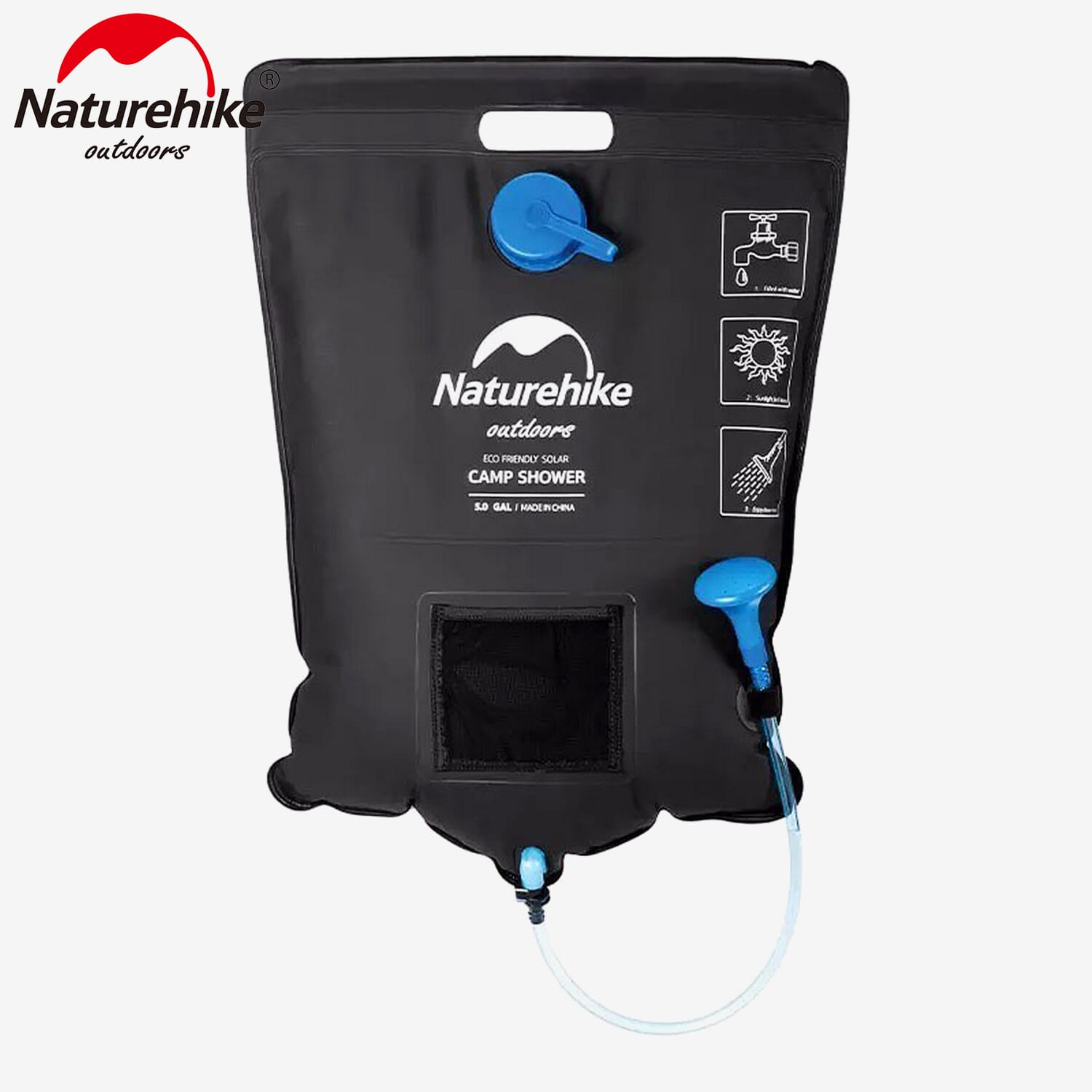 Naturehike 20 Ltr. Outdoor Bath Shower Bag, Portable Camping Solar Heating Hydration Pack With Shower