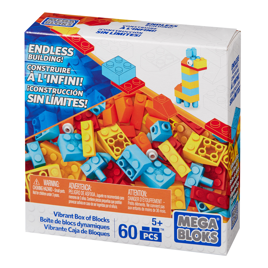 Mega Bloks Small Box Of Blocks 60 Pcs Assortment DYG80
