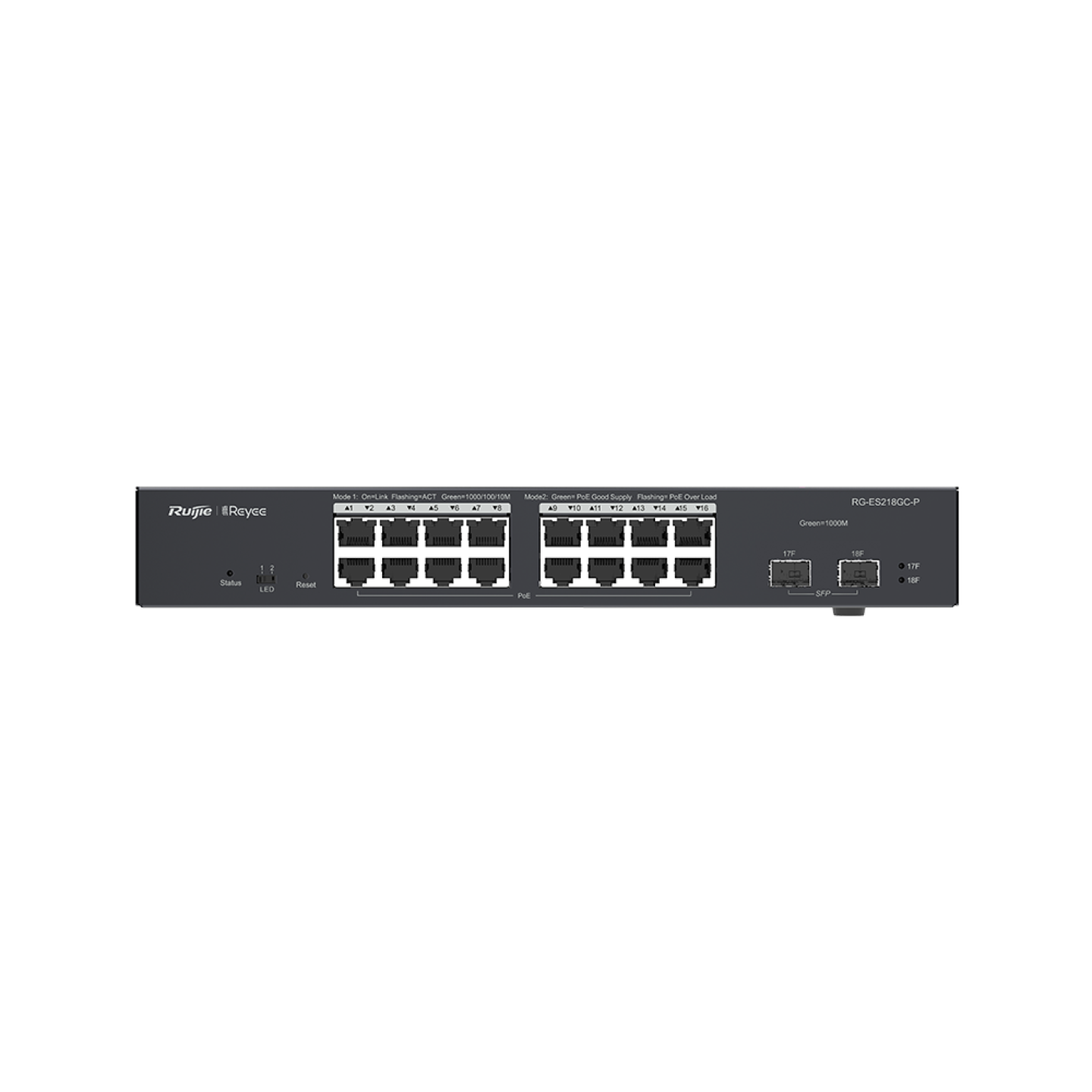 RG-ES218GC-P, 18-Port Gigabit Smart Cloud Mananged PoE Switch