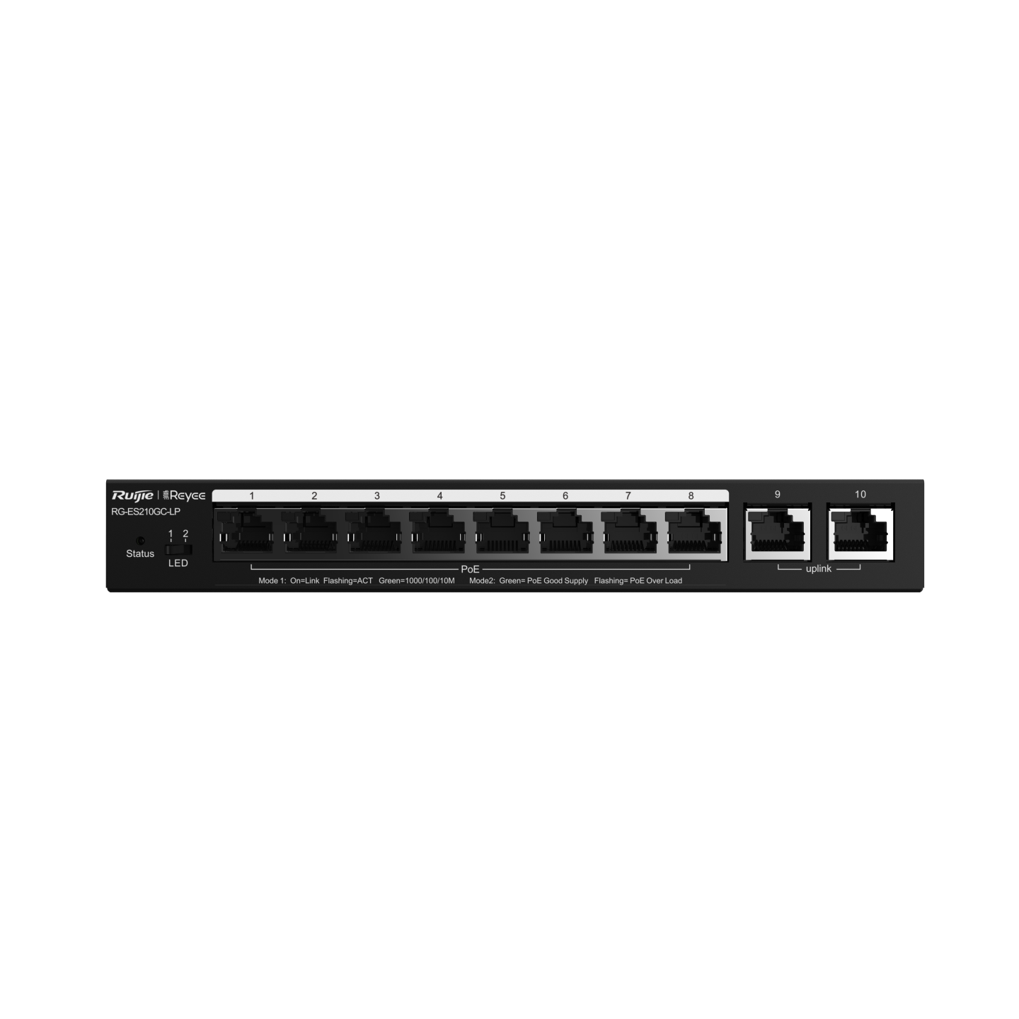 RG-ES210GC-LP, 10-Port Gigabit Smart Cloud Mananged PoE Switch