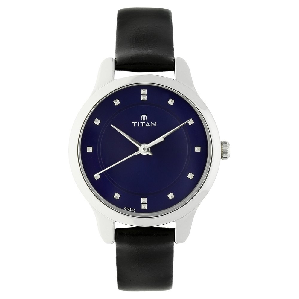 Titan Workwear Watch With Blue Dial & Leather Strap For Women 2481sl08