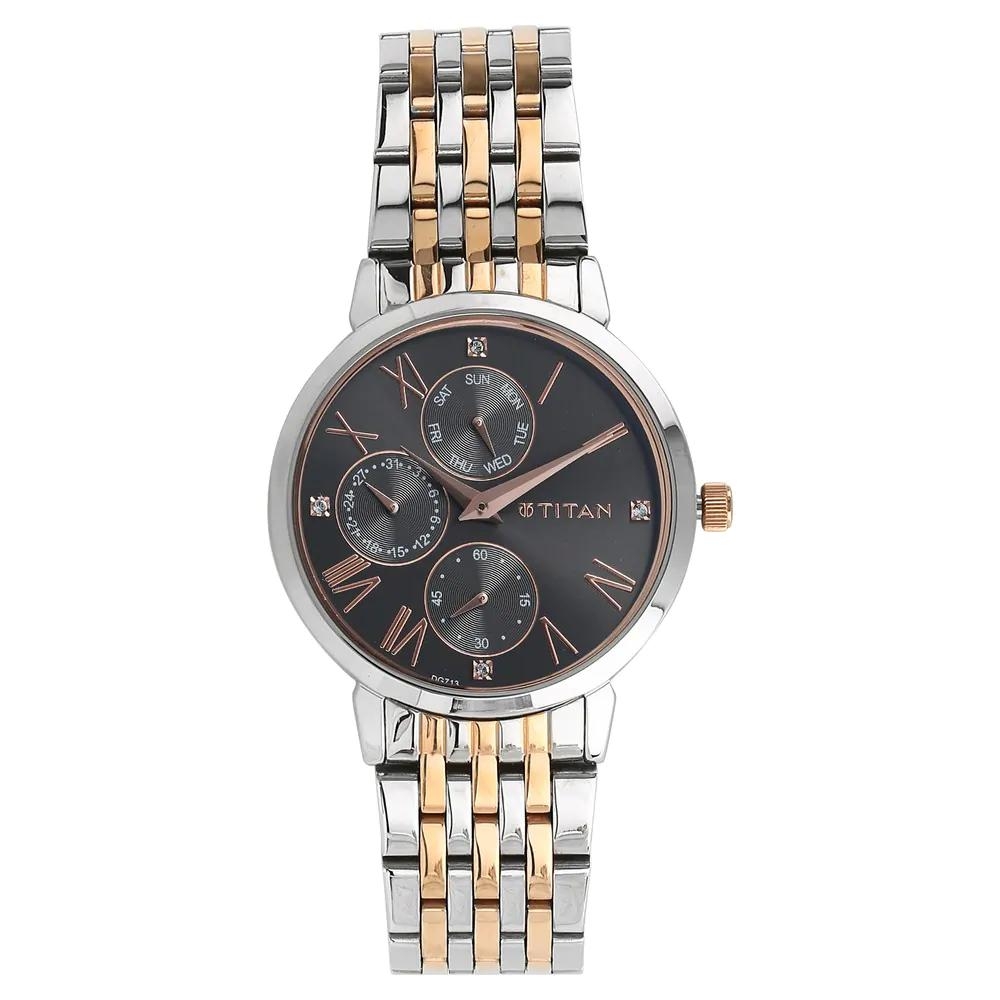 Titan Workwear Watch With Anthracite Dial & Stainless Steel Strap For Women 2569KM03