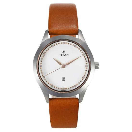Titan Sparkle Dial Analog Date Function Watch for Women 2570SL02