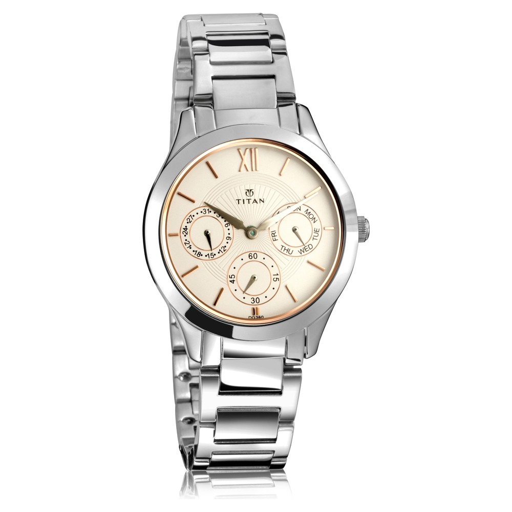 Titan Neo White Dial Multifunction Watch for Women 2570SM03