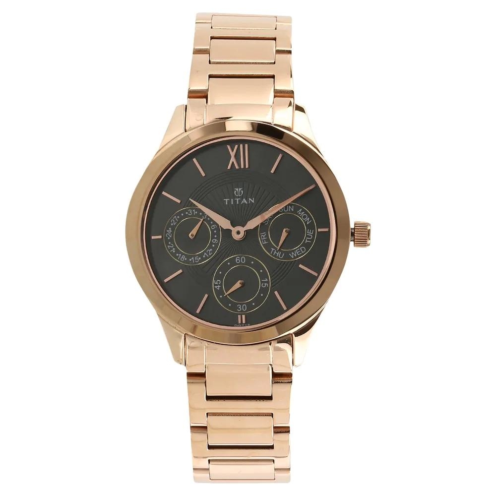 Titan Workwear Watch With Anthracite Dial & Stainless Steel Strap For Women 2570WM01