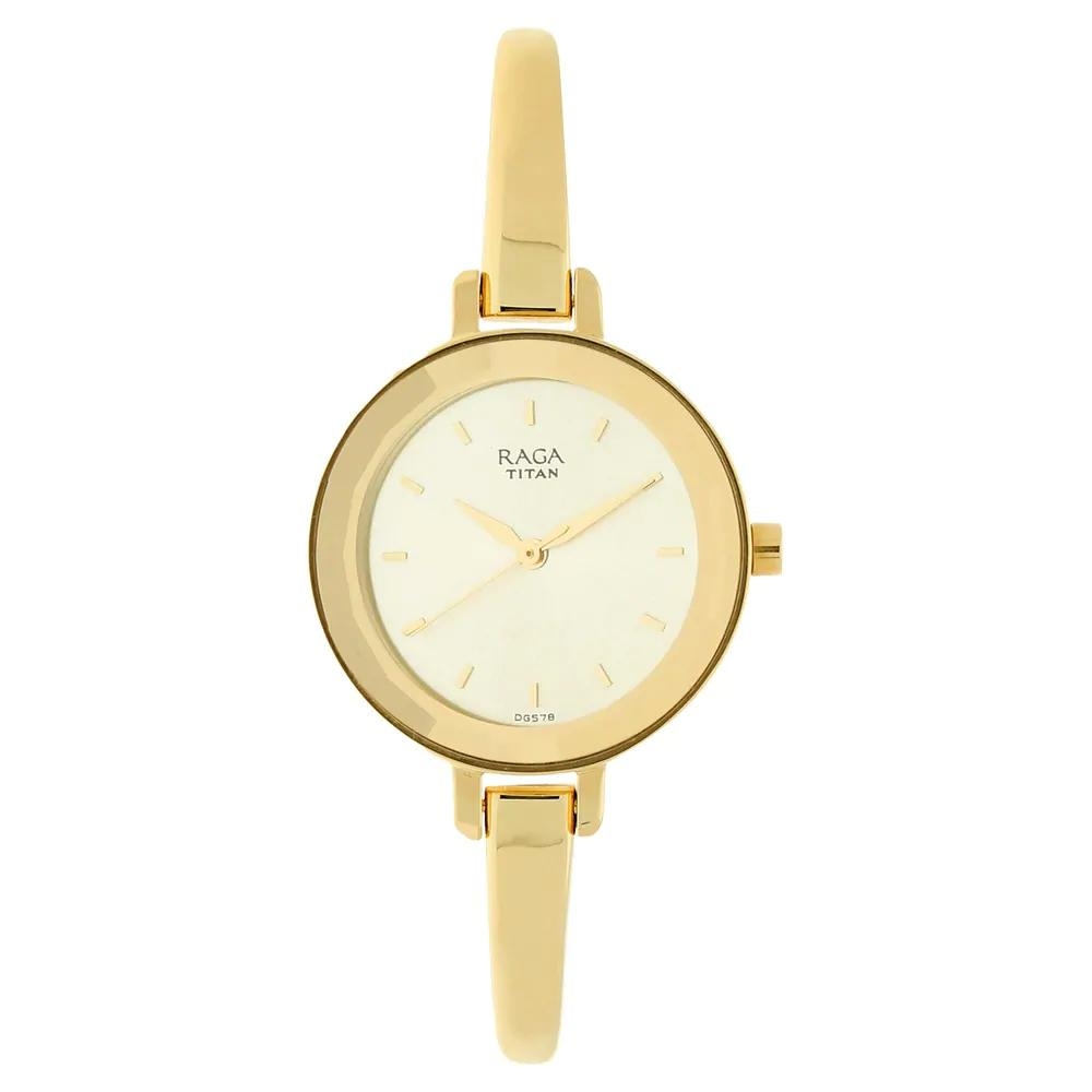 Titan Raga Viva Champagne Dial Metal Strap Watch For Women 2575YM01