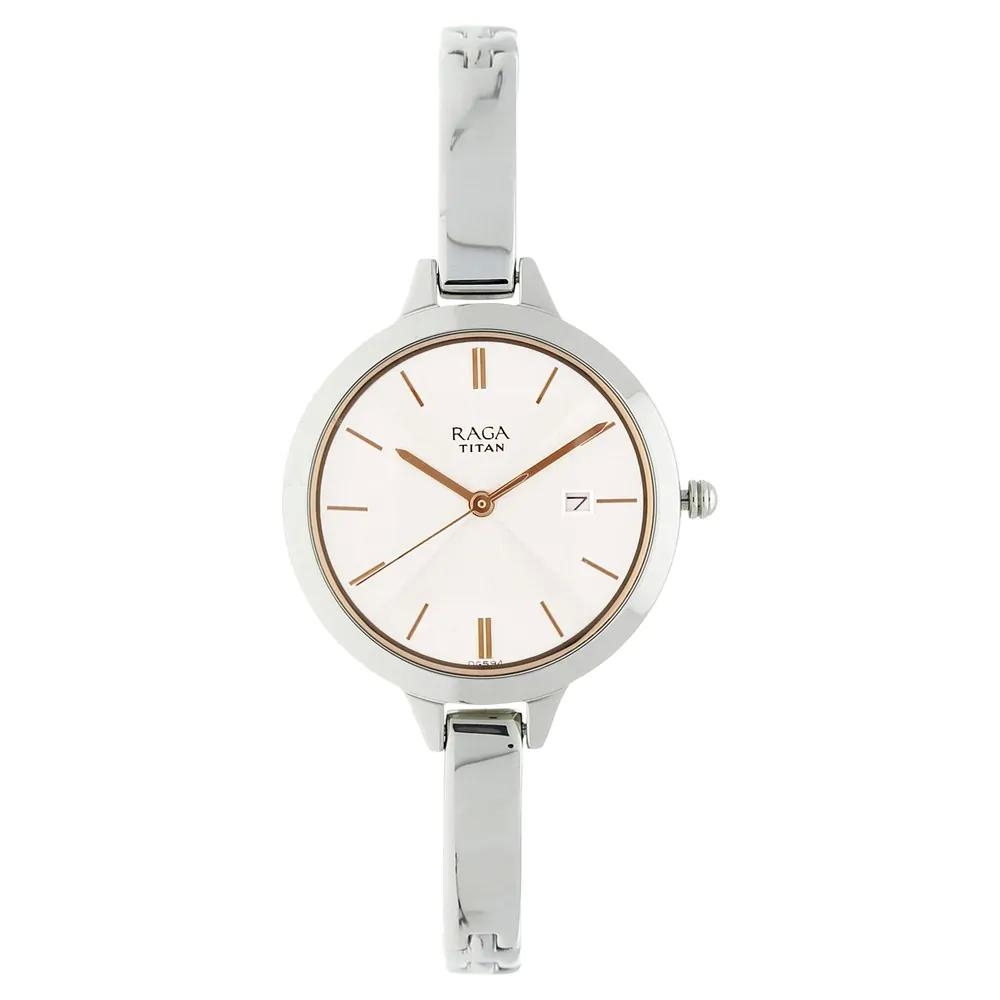 Titan Raga Viva Silver Dial Metal Strap Watch For Women 2578SM02
