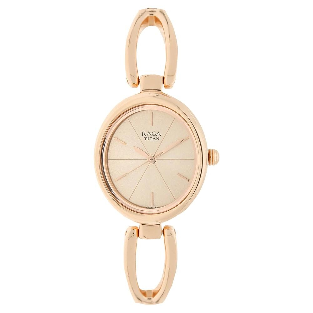 Titan Raga Viva Rose Gold Dial Metal Strap Watch For Women 2579WM01