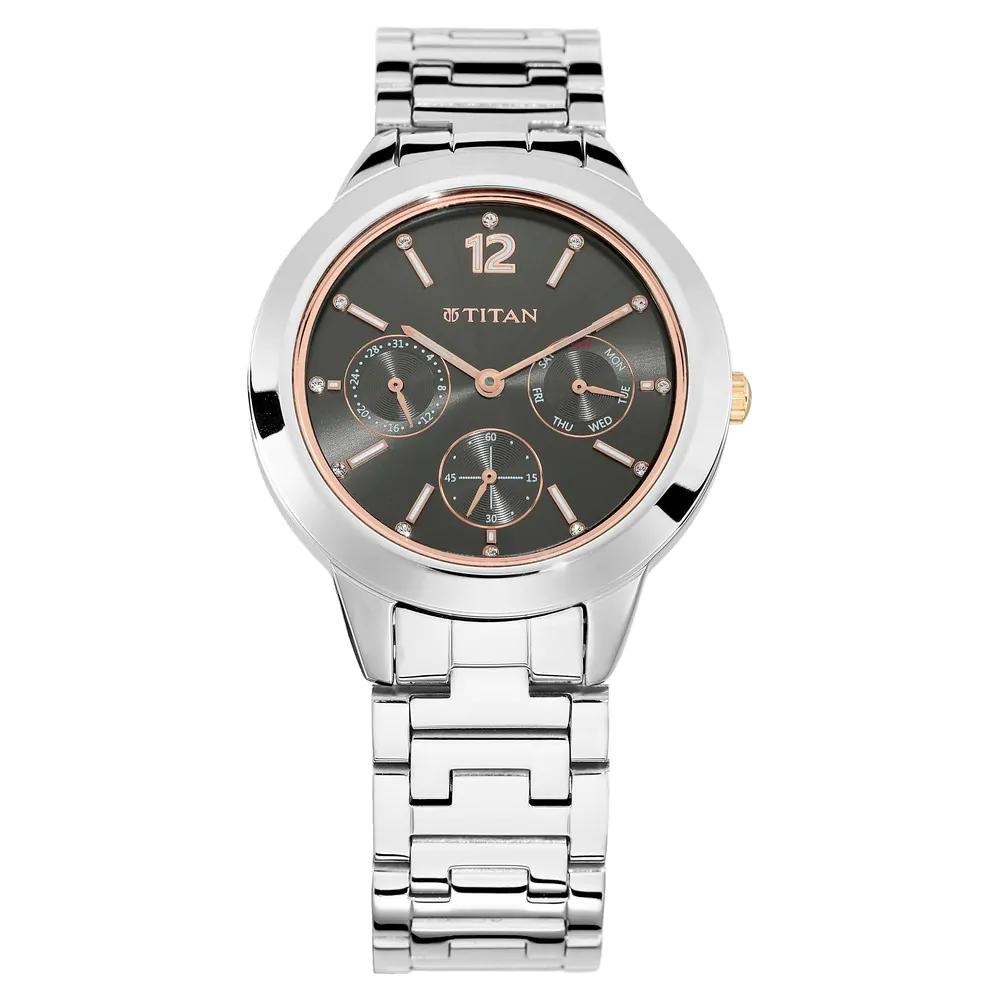 Titan Workwear Watch With Rose Gold Dial & Stainless Steel Strap For Women 2588KM02