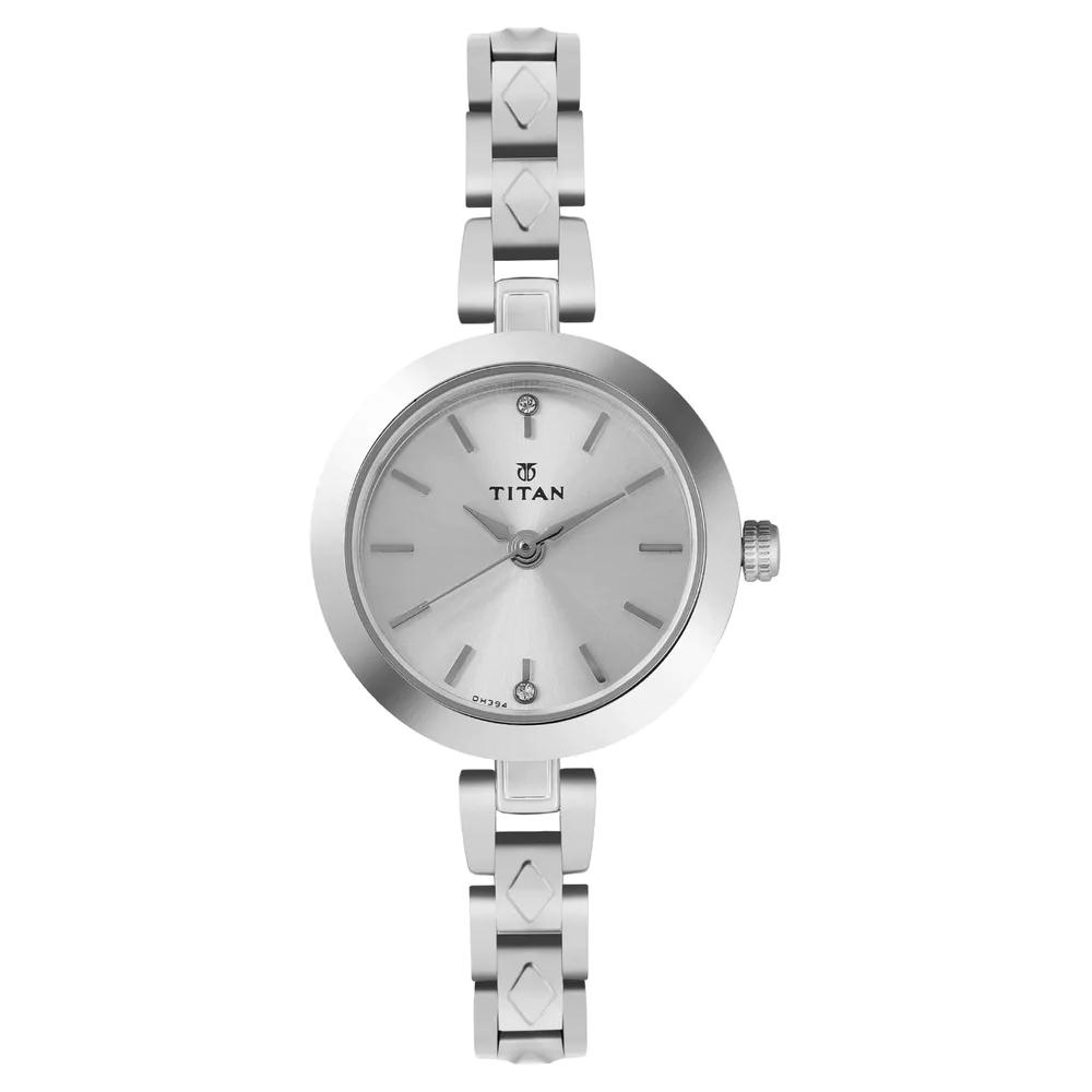 Titan Silver Dial Silver Stainless Steel Strap Watch For Women 2598SM01