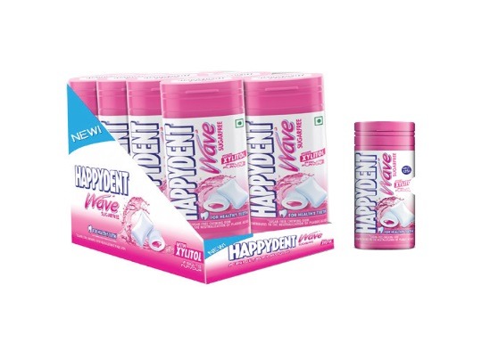 Perfetti Happydent Strawberry Wave Xylitol Pocket Bottle – Fruits Flavor - 8 pcs