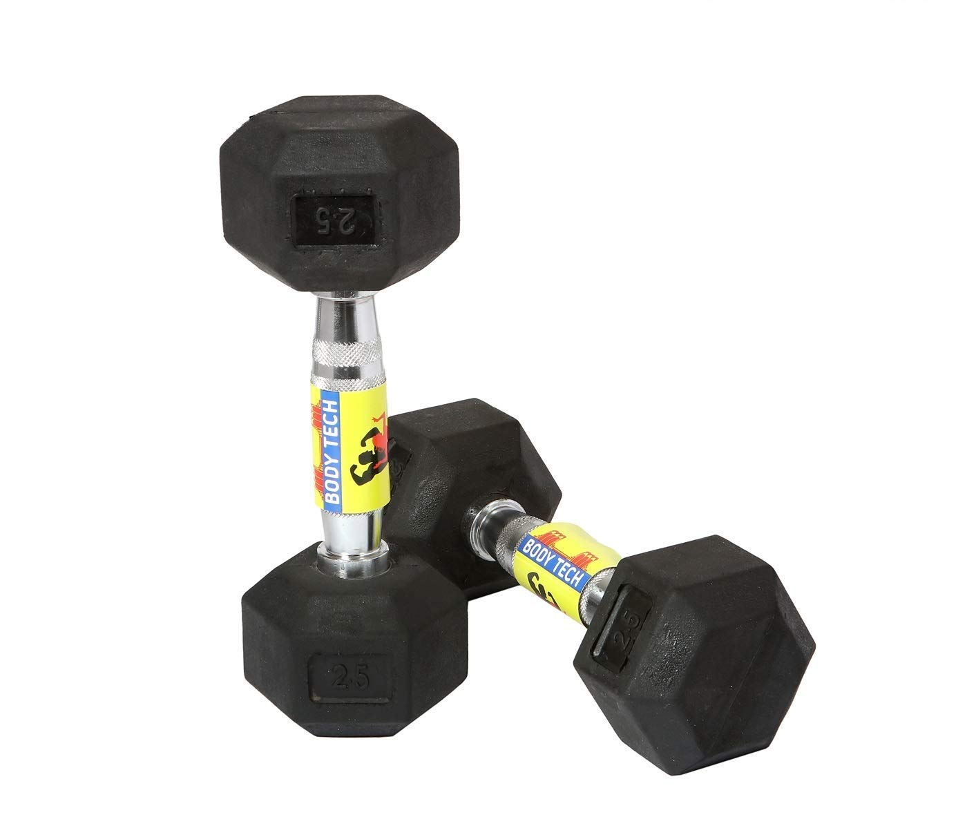 2.5Kg Rubber Hex Dumbbells (Pair), 2.5 Kg Dumbell, 5 Kg Hexa Dumbells Total