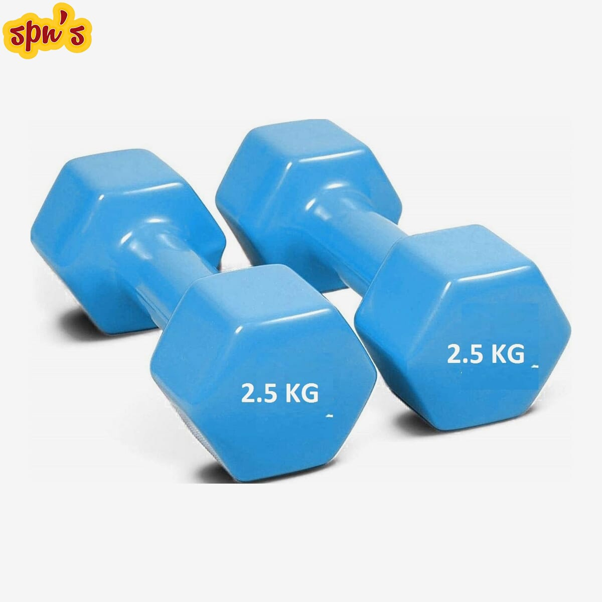 SPN 2.5Kg Vinyl Coated Hex Dumbbells- 1 Pair- Color Assorted