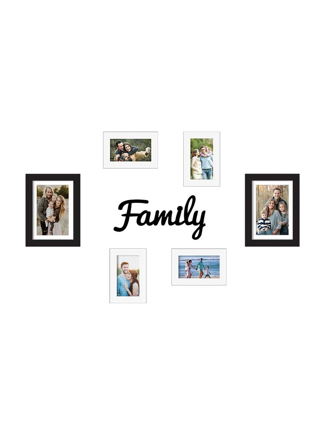 Wall Decor Frames Set of  6 With FAMILY MDF Plaque