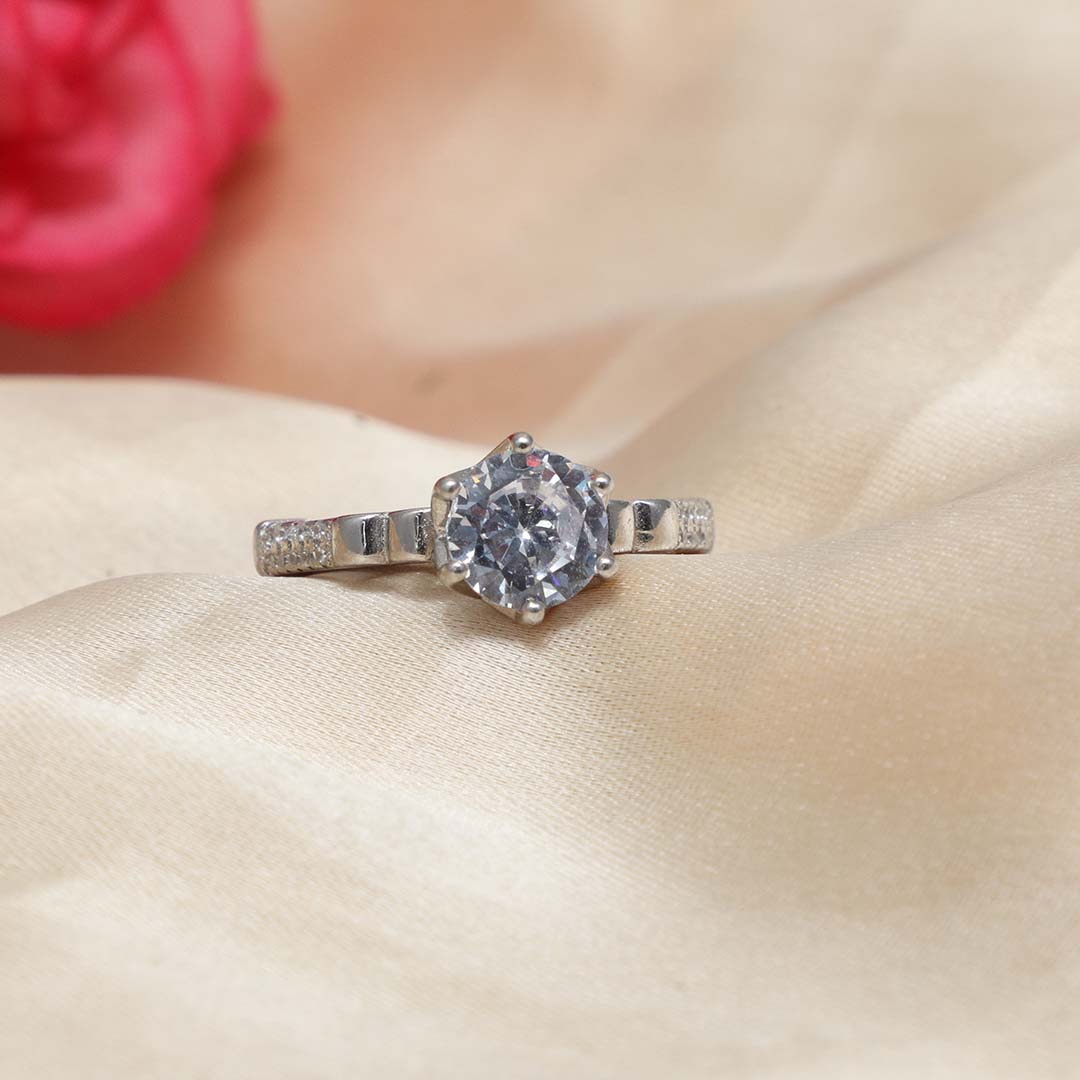 White Feathers Silver Ring For Women