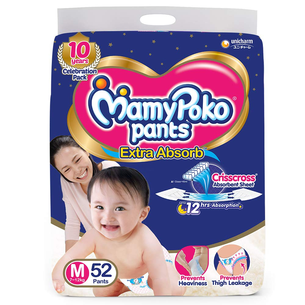 Mamy Poko Medium Size Baby Diapers 52 count