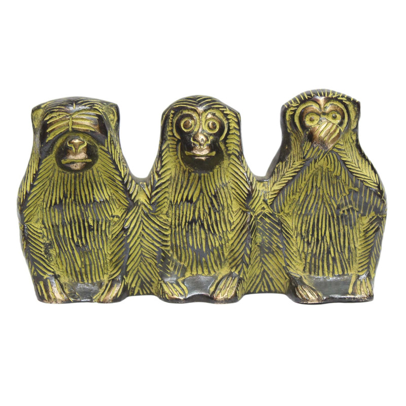 Seven Chakra Handicraft - 3 Monkeys Dark Color Statue
