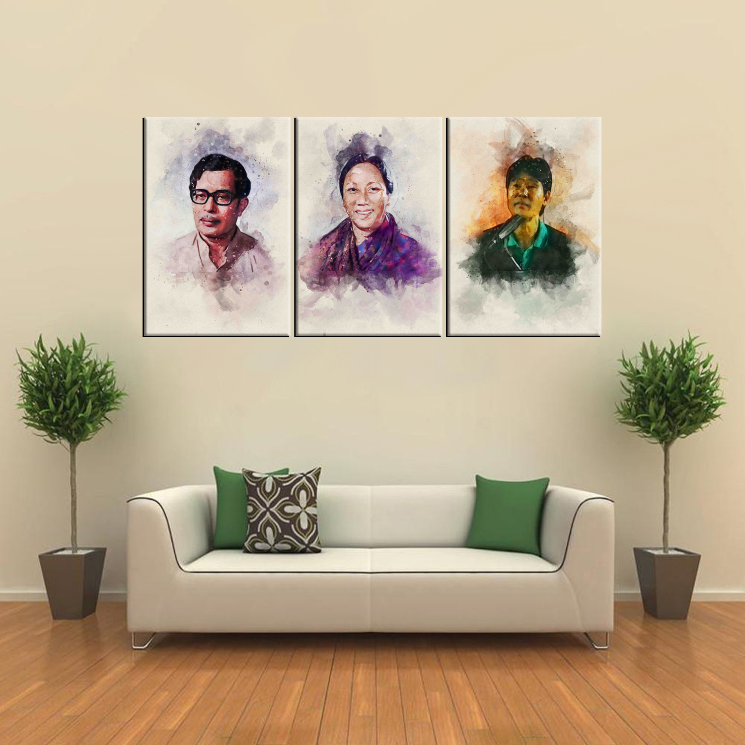 3 Piece Panel Narayan Gopal, Aruna Lama and Arun Thapa Wall Hang Music Canvas Art on Vinyl Forex Print with Frame by Om Suva Trades